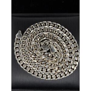 Jewelry Vintage Solid 925 Sterling Silver Miami Cuban Chain 24”Long 6.7mm Wide